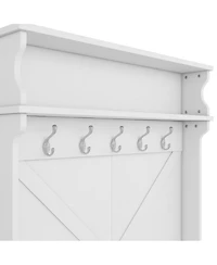 Streamdale Stylish Hall Tree with Storage Bench, Coat Hooks, and Sliding Doors