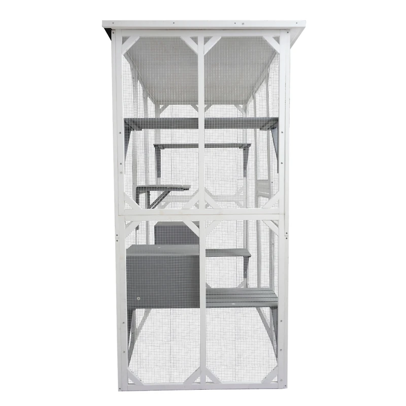 Streamdale Cat cage box lovely house cute pet play speace Wooden White Medium