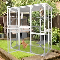 Streamdale Cat cage box lovely house cute pet play speace Wooden White Medium