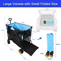 Streamdale Folding Wagon Cart for Garden, Shopping, Beach (Black+Blue
