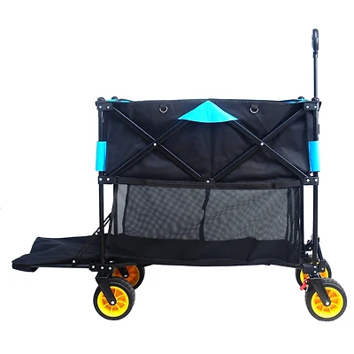Streamdale Folding Wagon Cart for Garden, Shopping, Beach (Black+Blue