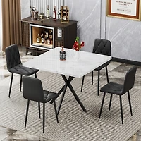 Streamdale Furniture Dining Chairs Set of 4, Modern Kitchen Dining Room Chairs, Pu Dining Chair Upholstered Cushion Seat and Sturdy Metal Legs