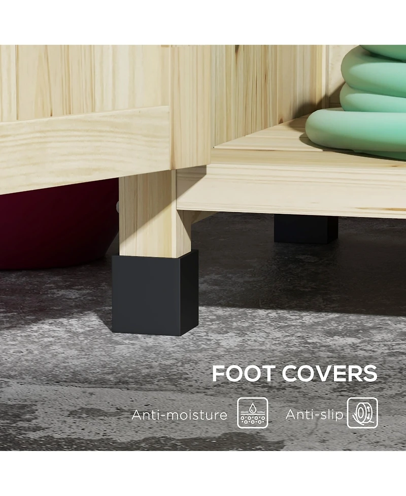 Potting Bench, Outdoor Wooden Potting Table with Storage Cabinet with 2 Shelves, Garden Work Bench with Galvanized Plated Tabletop for Backyard, Balco