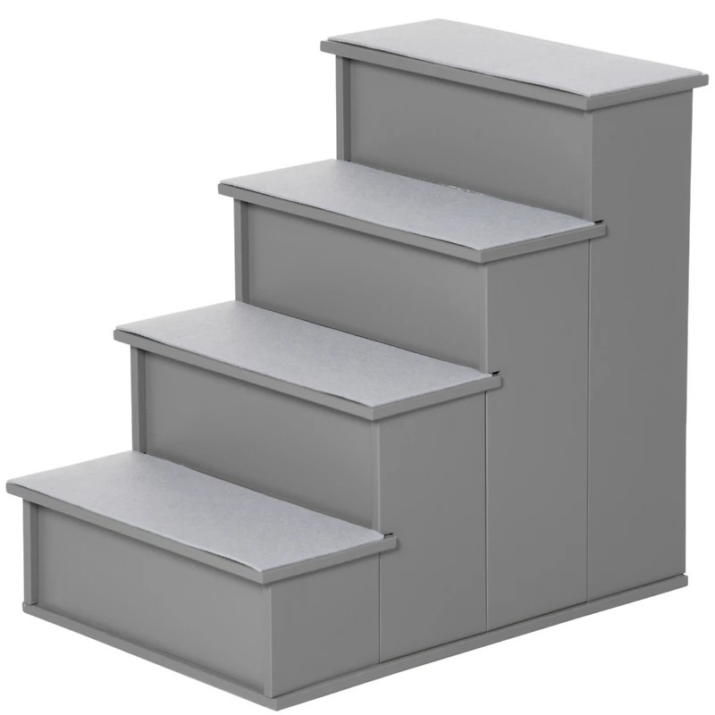 Pet Stairs, Small Pet Steps with Cushioned Removable Covering for Dogs and Cats Up To 22 Lbs., Grey