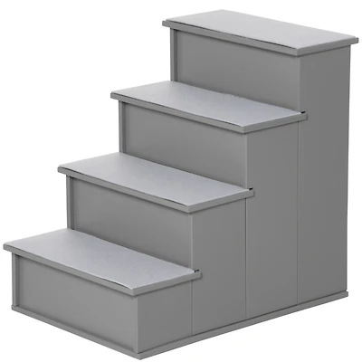 Pet Stairs, Small Pet Steps with Cushioned Removable Covering for Dogs and Cats Up To 22 Lbs., Grey