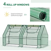 6' x 3' x 3' Portable Greenhouse, Garden Green House with 2 Pe/Plastic Covers, Steel Frame and 2 Roll Up Windows, Green