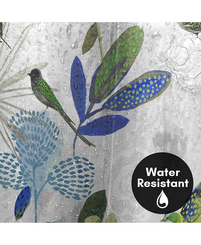 Floral Shower Curtain Where the Passion Flower Grows by Pi Creative Art - Blue