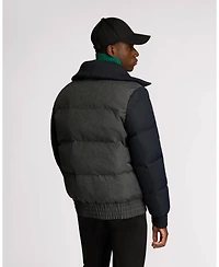 Alpenhaus Men's Sebonack Quilted Denim-Look Bomber Jacket with Fold-Over Ribbed Collar