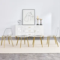 Streamdale Furniture Modern simple transparent dining chair plastic chair armless crystal chair Nordic creative makeup stool negotiation chair Set of