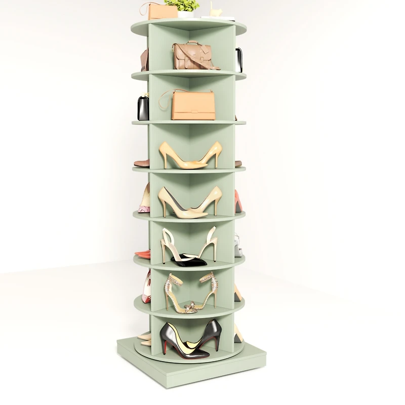 Streamdale Furniture Green 360 Rotating shoe cabinet 7 layers