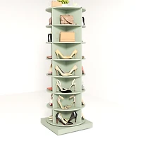 Streamdale Furniture Green 360 Rotating shoe cabinet 7 layers