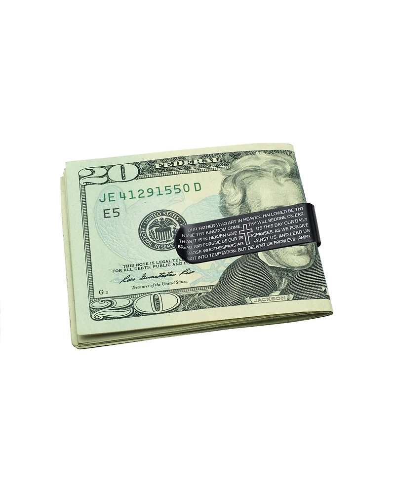 Bling Jewelry Our Father Lord's Prayer Cross Black Money Clip Stainless Steel
