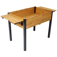 Raised Garden Bed, Metal Leg Wood Planter Boxes with Folding Storage Shelf, Elevated Planter Box for Growing Fresh Herbs, Vegetables, Flowers Great fo