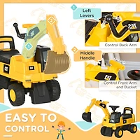Excavator Ride on Toy, Cat Licensed Kids Manual Pedal Ride on Excavator with Manual Shovel, Horn, Hidden Storage for 18-36 Months Boys and Girls, Yell