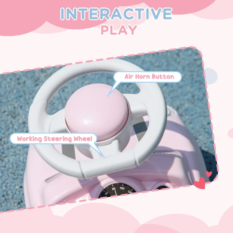 Toddler Ride on Toy, Foot to Floor Sliding Car with Horn, Working Steering Wheel & No Tip Anti-Over-Backwards System for Boys and Girls Ages 18-36 Mon
