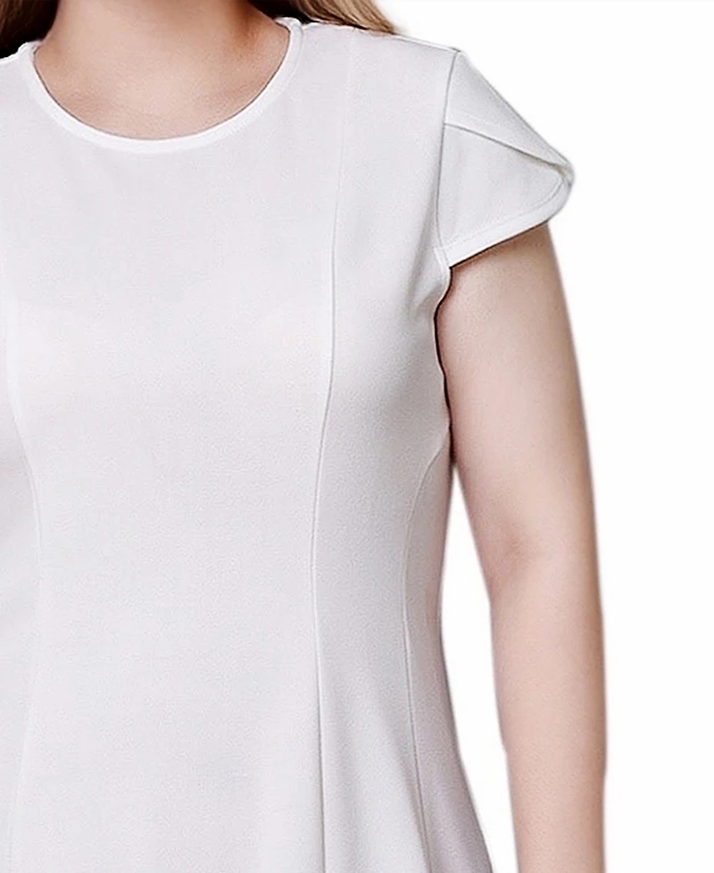 Ny Collection Women's Chiffon Sleeve Scuba Dress