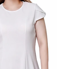 Ny Collection Women's Chiffon Sleeve Scuba Dress