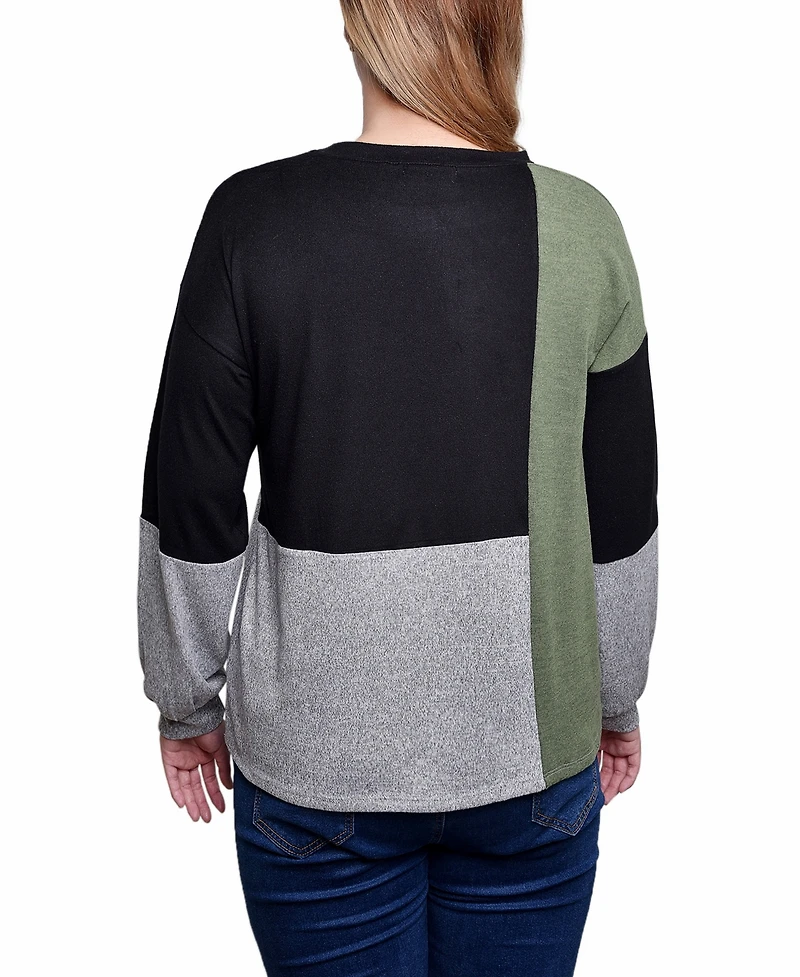 Ny Collection Women's Long Sleeve Colorblocked Top