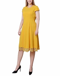 Ny Collection Women's Chiffon Sleeve Scuba Dress