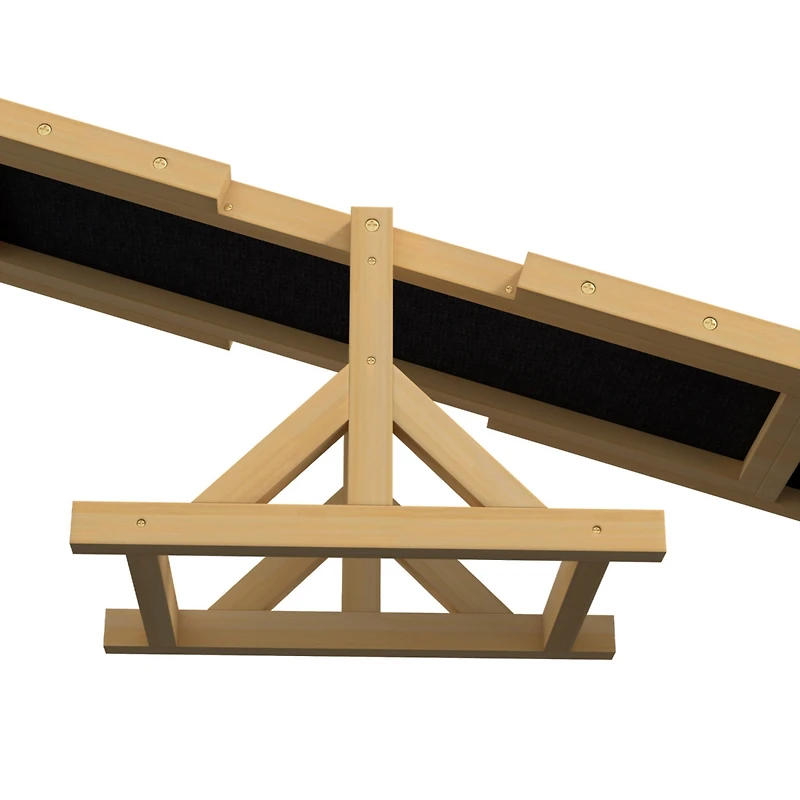 Wooden Dog Agility Seesaw for Training and Exercise, Platform Equipment Run Game Toy, Weather Resistant Pet Supplies, 71" L x 12" W x 12