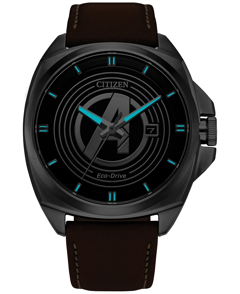 Citizen Eco-Drive Men's Marvel Classic Avengers Legacy Brown Leather Strap Watch 42mm