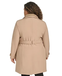 Calvin Klein Plus Belted Long-Sleeve Wrap Coat, Created for Macy's