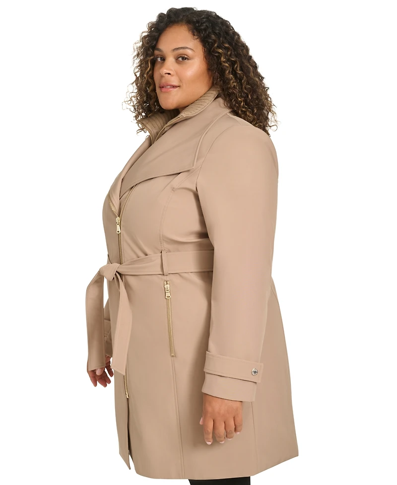 Calvin Klein Plus Belted Long-Sleeve Wrap Coat, Created for Macy's