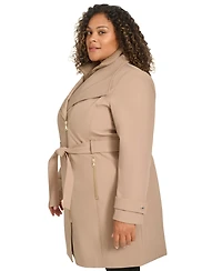 Calvin Klein Plus Belted Long-Sleeve Wrap Coat, Created for Macy's