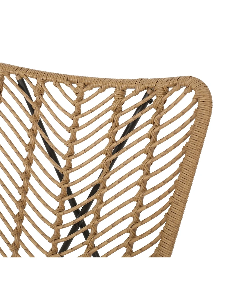 Boho-Chic Wicker Patio Chair Set With Geometric Base