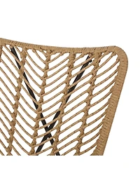 Boho-Chic Wicker Patio Chair Set With Geometric Base