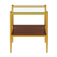 Streamdale Furniture Set of 2 Rectangle End Table, Tempered Glass Tabletop with Mdf layer, Modern Table for Living Room, Transparent Glass