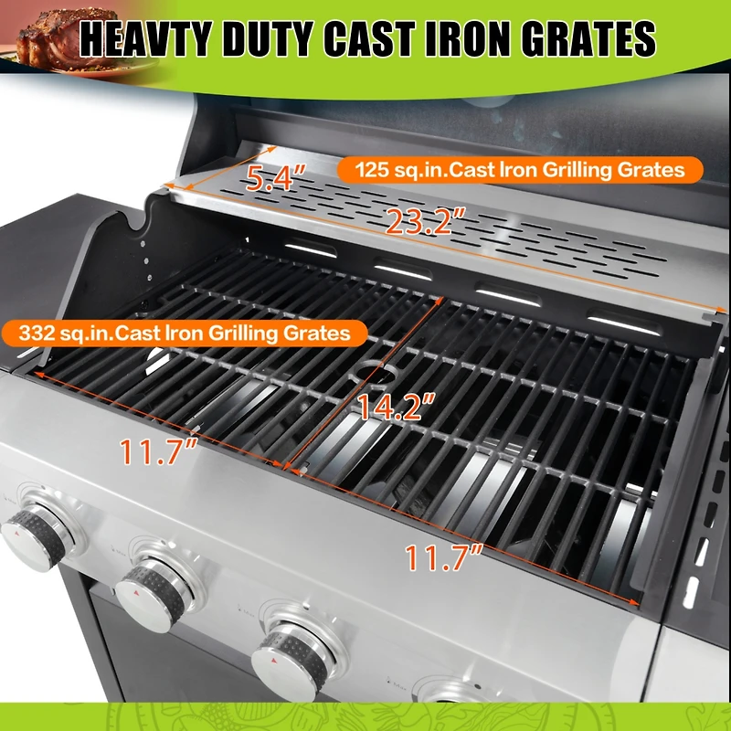 Streamdale 4-Burner Propane Gas Grill with Side Burner