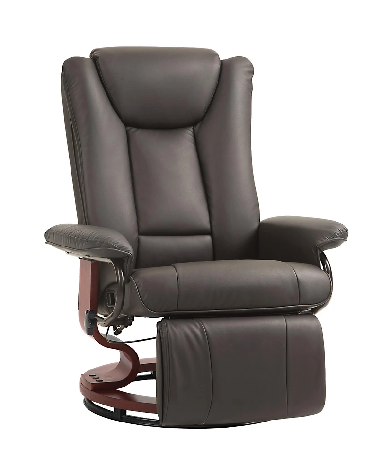 Manual Swivel Recliner Chair, Pu Leather Reclining Chair with Footrest for Living Room, Brown