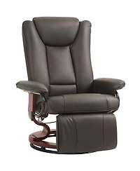 Manual Swivel Recliner Chair, Pu Leather Reclining Chair with Footrest for Living Room, Brown