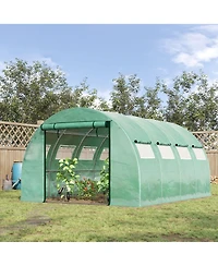 13' x 10' x 6.5' Walk-in Tunnel Greenhouse with 2 Zippered Mesh Doors & 10 Mesh Windows, Upgraded Gardening Plant Hot House with Galvanized Steel Hoop