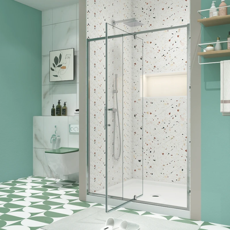 Streamdale Chrome Pivot Swing Glass Shower Door (50-54" W x 71" H)