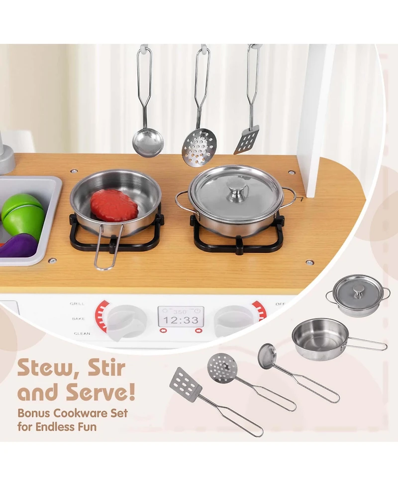 Kids Kitchen Play Set with Stove Removable Sink Oven Microwave Dish Washer