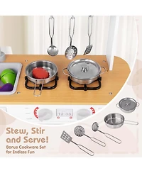 Kids Kitchen Play Set with Stove Removable Sink Oven Microwave Dish Washer