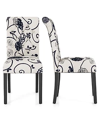 Set of 2 Tufted Dining Chair Parsons Upholstered Fabric Chair with Wooden Legs