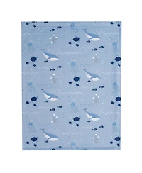 Lambs & Ivy Bubbles & Squirt Blue Ocean/Aquatic Whale Soft Fleece Baby Blanket