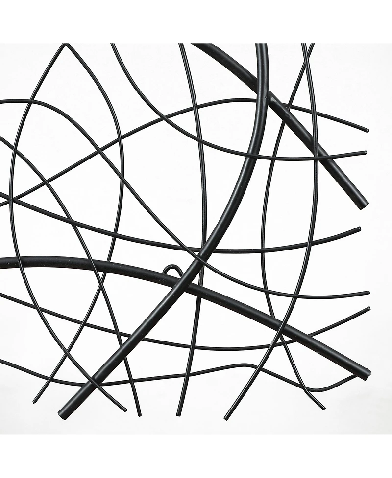 LuxenHome Large Black Abstract Square Metal Wall Decor