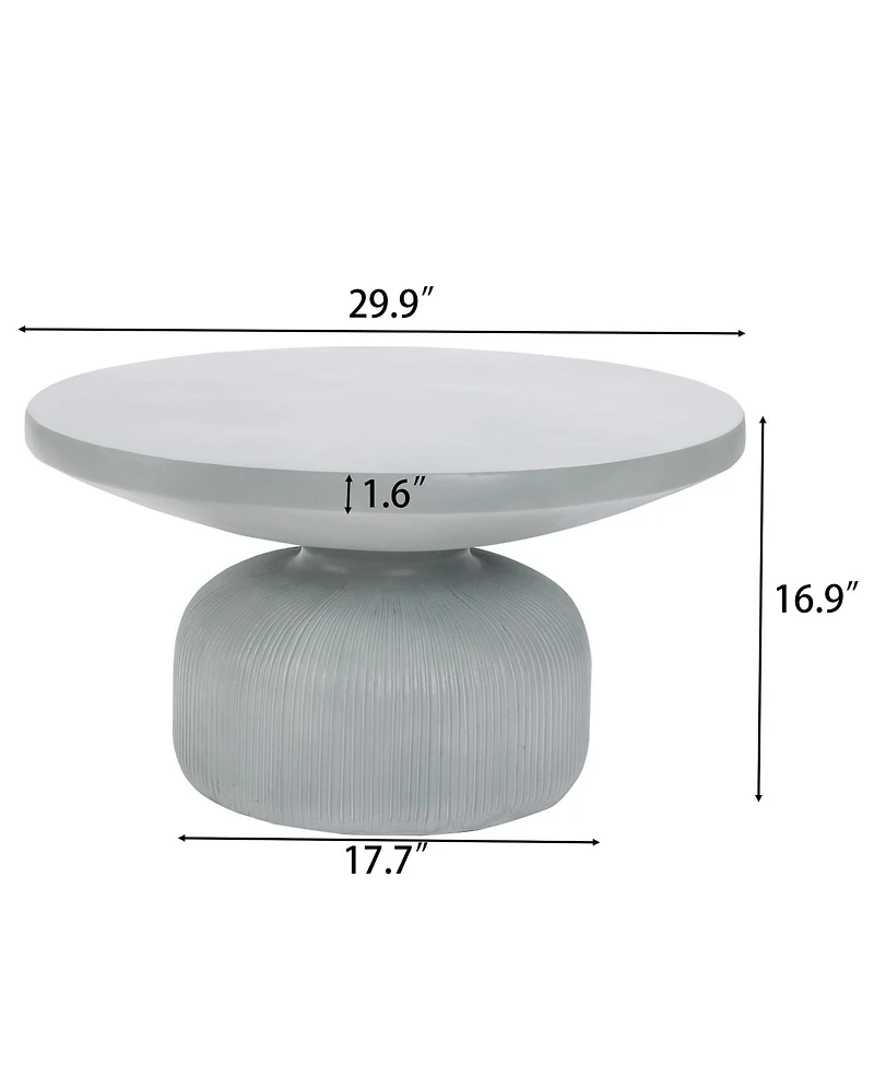 LuxenHome Light Gray MgO Indoor and Outdoor Round Coffee Table