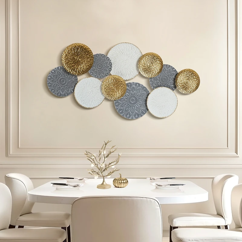 LuxenHome 48-In Wide Connected Circles Metal Wall Decor Sculpture
