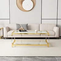 Streamdale Furniture Gold Metal & Acrylic Coffee Table