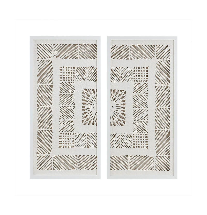 Streamdale Framed Geometric Rice Paper Panel 2-piece Shadowbox Wall Decor Set