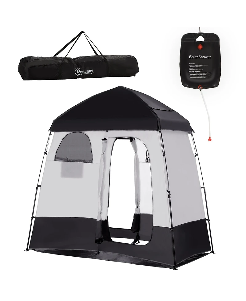 Streamdale Furniture Shower Tent, Pop Up Privacy Shelter for Camping, Dressing Changing Room, Portable Instant Outdoor Shower Tent Enclosure w/ 2 Room
