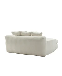 Streamdale Furniture Chenille 2-seater lazy sofa With 5 back pillows, Comfy Sofa- Deep Seat Couch for Living Room, Club (White)