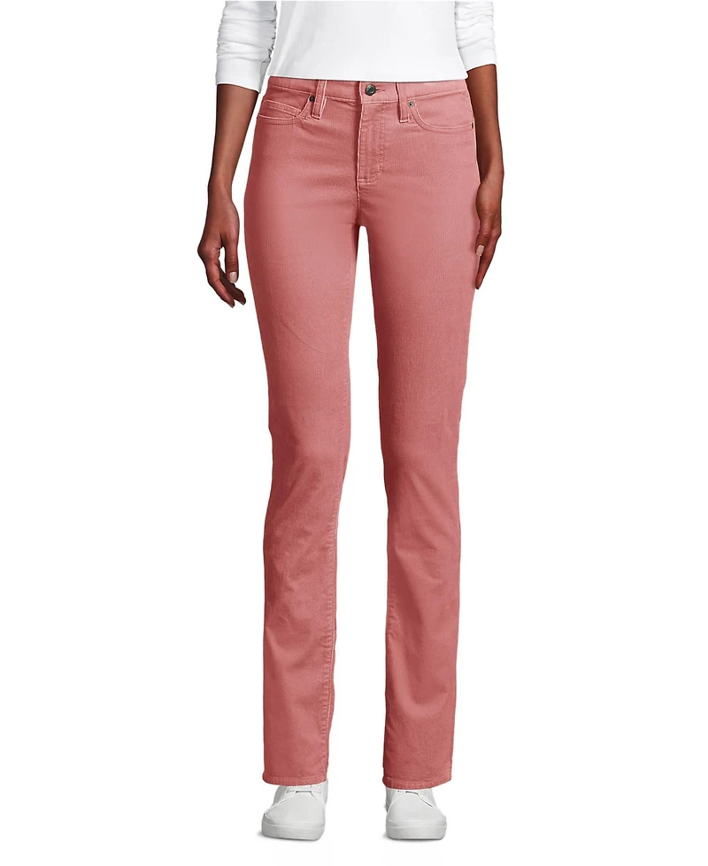 Lands' End Petite Mid Rise Straight Leg Corduroy Pants