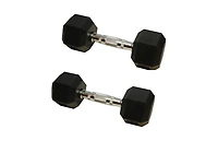 Amber Sports Barbell Rubber encased Hex Dumbbell Weights with Metal Handles for Strength Training, Full Body Workout. Sold as a Pairs