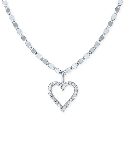 Diamond Open Heart 18" Pendant Necklace (1/10 ct. t.w.) in Sterling Silver